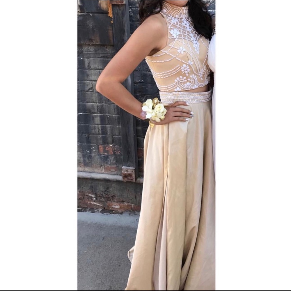 Tan/Gold Prom Dress!